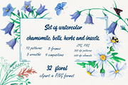 Set of watercolor wild flowers, a Work Illustration by Darka_Podarka (Thumbnail 1 of 7)