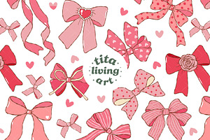 Coquette Valentine Bows Seamless, a Decorative Illustration by TitaLivingArt