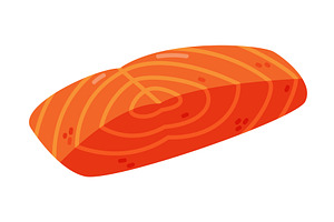 Red Salmon Fish Slab as Seafood and, a Food Illustration by TopVectors