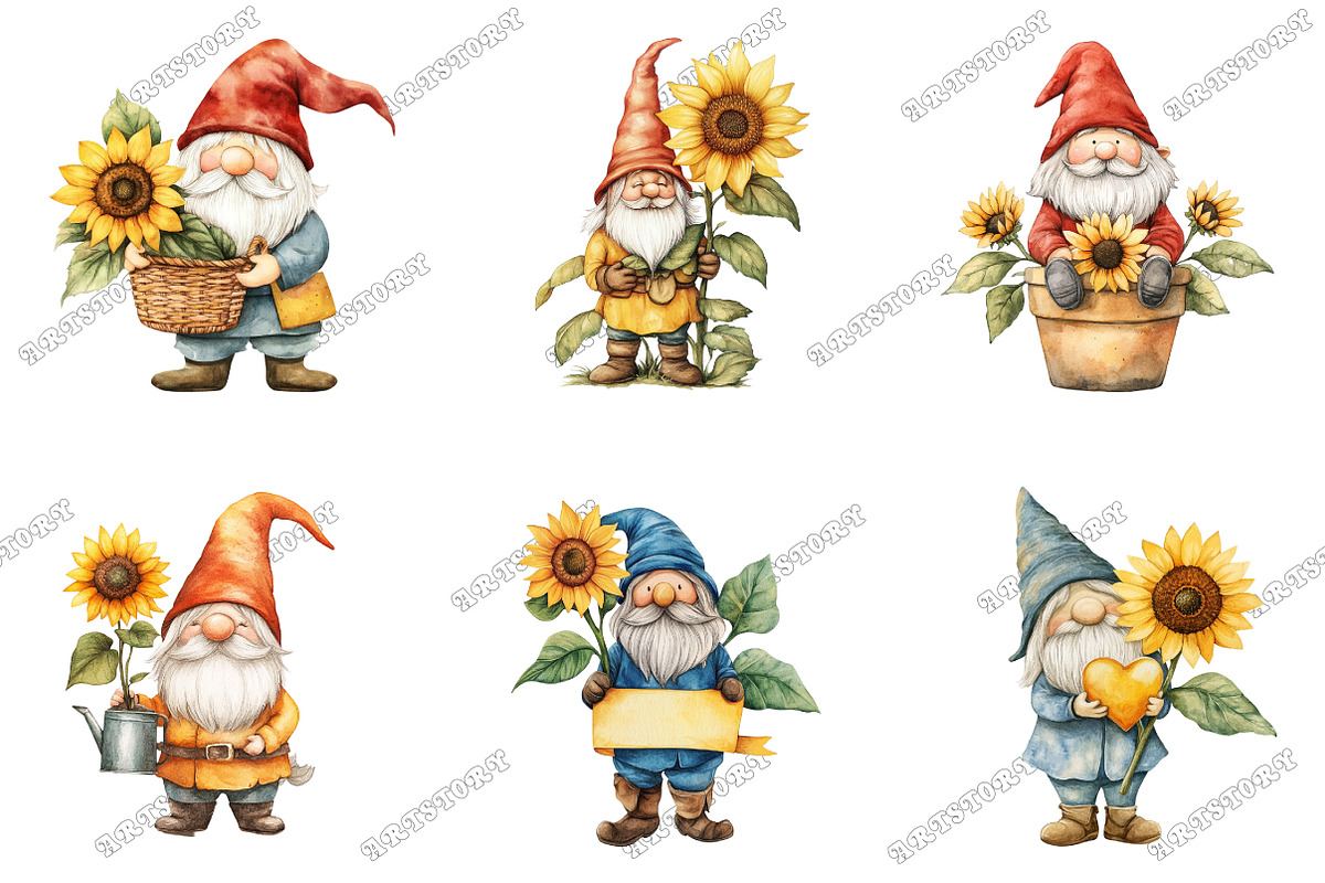 Gnome Sunflower Sublimation PNG, an Illustration by designcity5 (Photo 2 of 5)