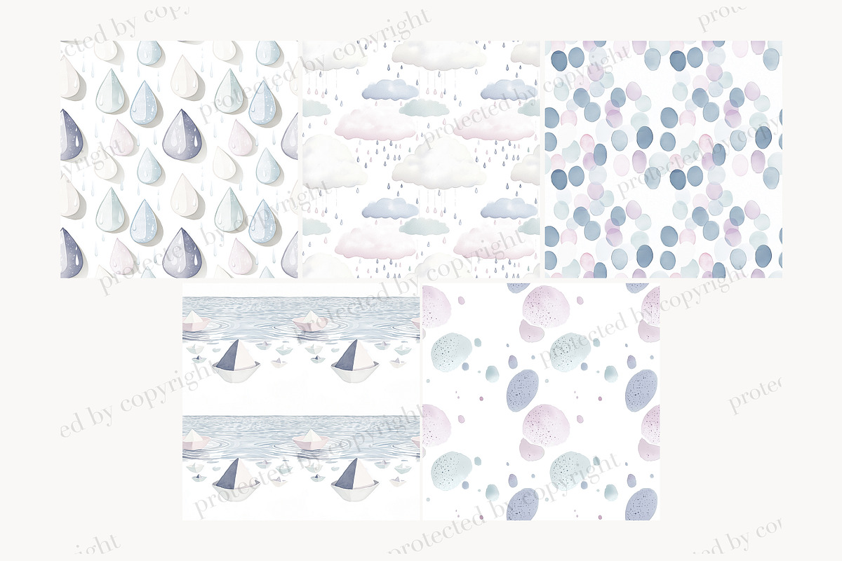 Rainy Day Seamless Paper Pattern, a Pattern Graphic by GlamArtZhanna (Photo 3 of 4)