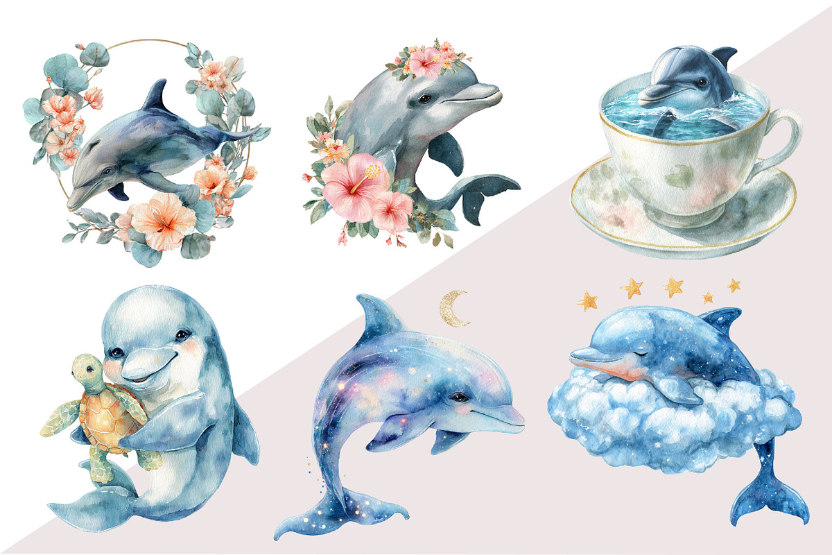 Baby Dolphin Clipart, an Illustration by Design Market (Photo 3 of 3)