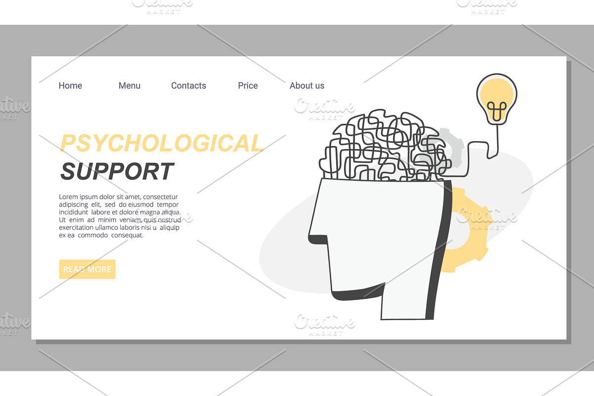 psychological support landing. brain, a Person Illustration by Multigon