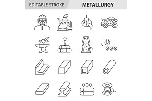 Metallurgy line icon vector set, an Outline Icon by ElineDesign