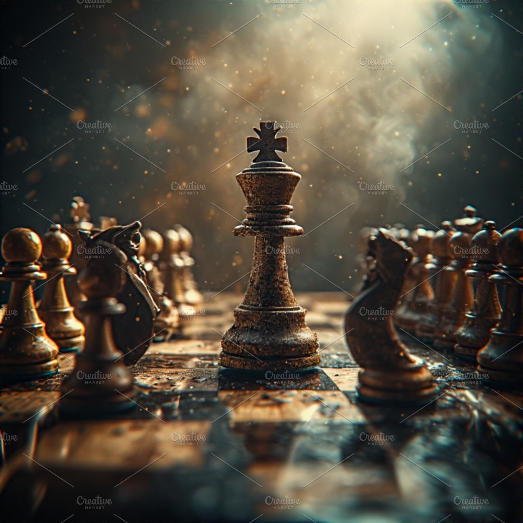 chess battle on chessboard, a Photo by ComfortQ