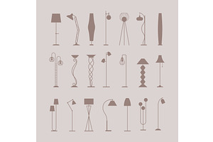 Lamp silhouettes. modern floor lamps, an Object Illustration by Onyx