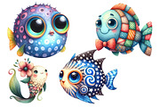 Quirky Whimsical Fishes Clipart, an Illustration by Designworld (Thumbnail 3 of 4)