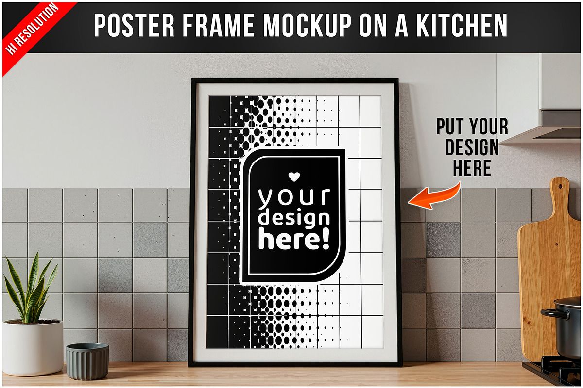 Poster Frame On Kitchen Counter PSD, a Product Mockup by Bruno's Shop (Photo 1 of 3)