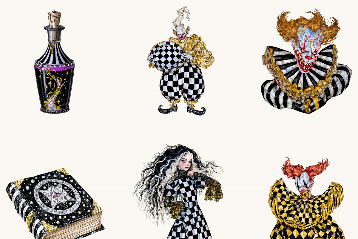 Black & White Checkered Halloween, a Seasonal Illustration by BusyDaydesign (Photo 4 of 9)