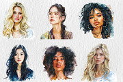 Watercolor women portraits, a Graphic by Norse Studio (Thumbnail 2 of 3)