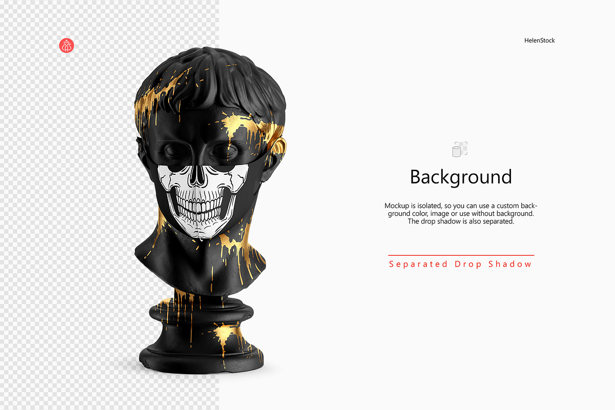 Face Mask on an Sculpture Mockup, a Mask Mockup by HelenStock (Photo 5 of 8)