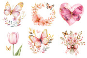 butterfly and Flower Clipart, an Illustration by Watercolor design (Thumbnail 3 of 5)