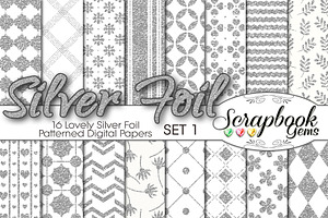 Silver Foil Pattern Digital Papers