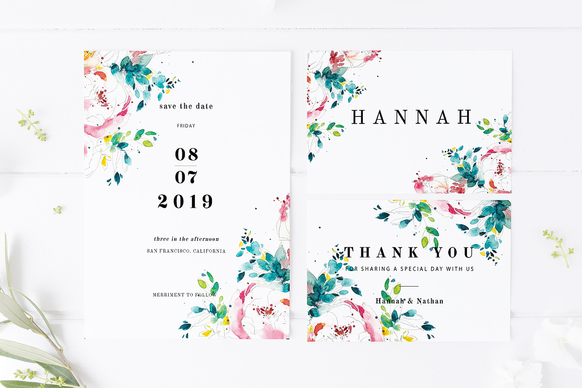 Flower wedding card set, a Card Template by TurquoiseDesign (Photo 4 of 6)