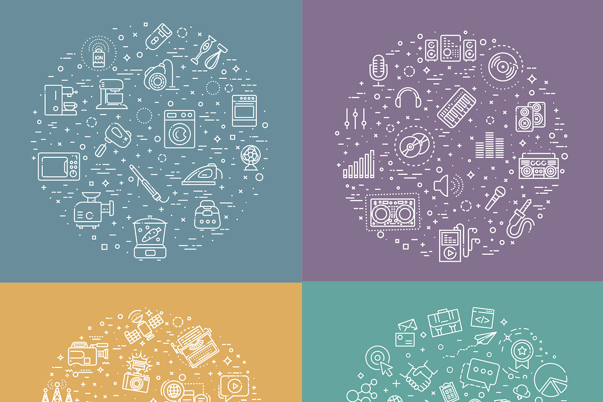 Technologies concepts, icons set, an Outline Icon by Tettygreen (Photo 6 of 10)