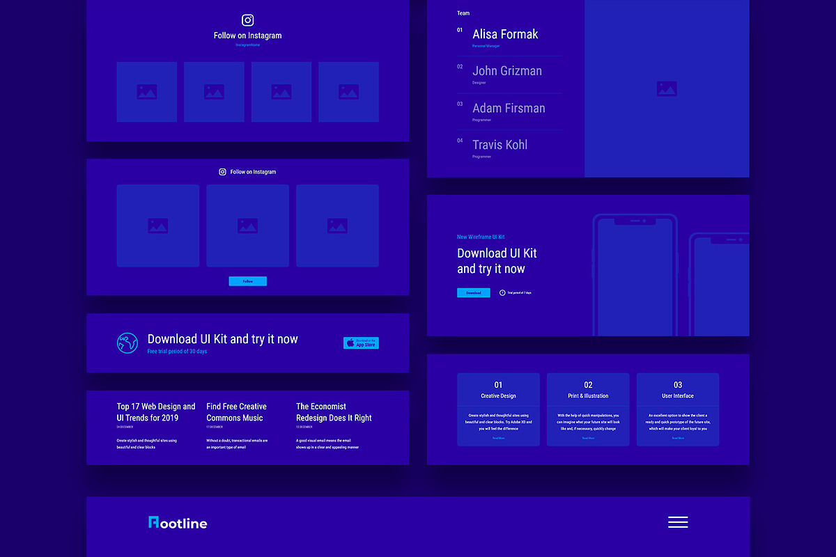Rootline Wireframe UI Kit, a Wireframe Template by Creatoly (Photo 8 of 13)