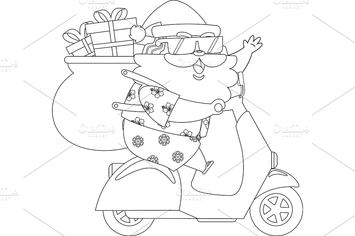 Summer Santa Claus Cartoon Character, an Illustration by HitToon