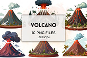 Volcano Clipart Pack PNG Graphics, an Education Illustration by QM_ART (Thumbnail 1 of 7)