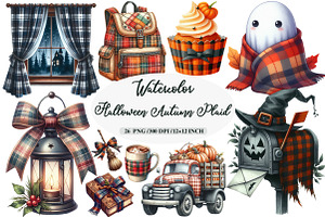 Halloween Autumn Plaid Clipart, an Illustration by Daily.Designs