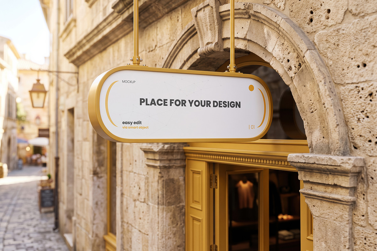 Signs Outside Storefront Mockups, an Advertising Mockup by Luuqas Design (Photo 2 of 9)