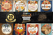 25 ThanksGiving Round Signs SVG Bund, a Seasonal Illustration by Asaelv Shop! (Thumbnail 4 of 7)