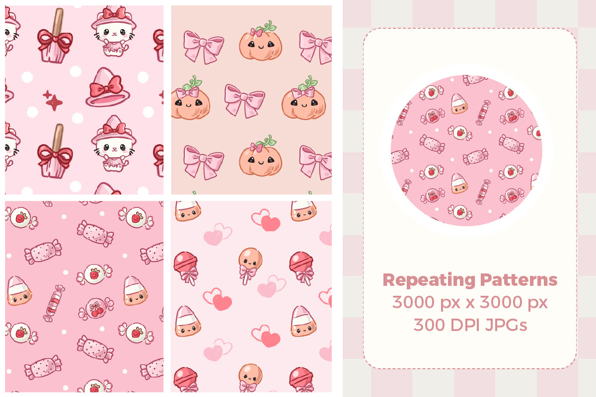 Girly Halloween Seamless Patterns, a Pattern Graphic by TheClipAtelier (Photo 3 of 3)