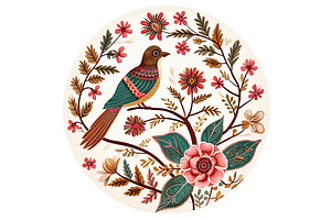 Circular ornament featuring bird and, an Animal Illustration by Lermont51