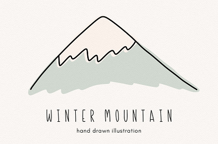 Winter mountain clipart illustration