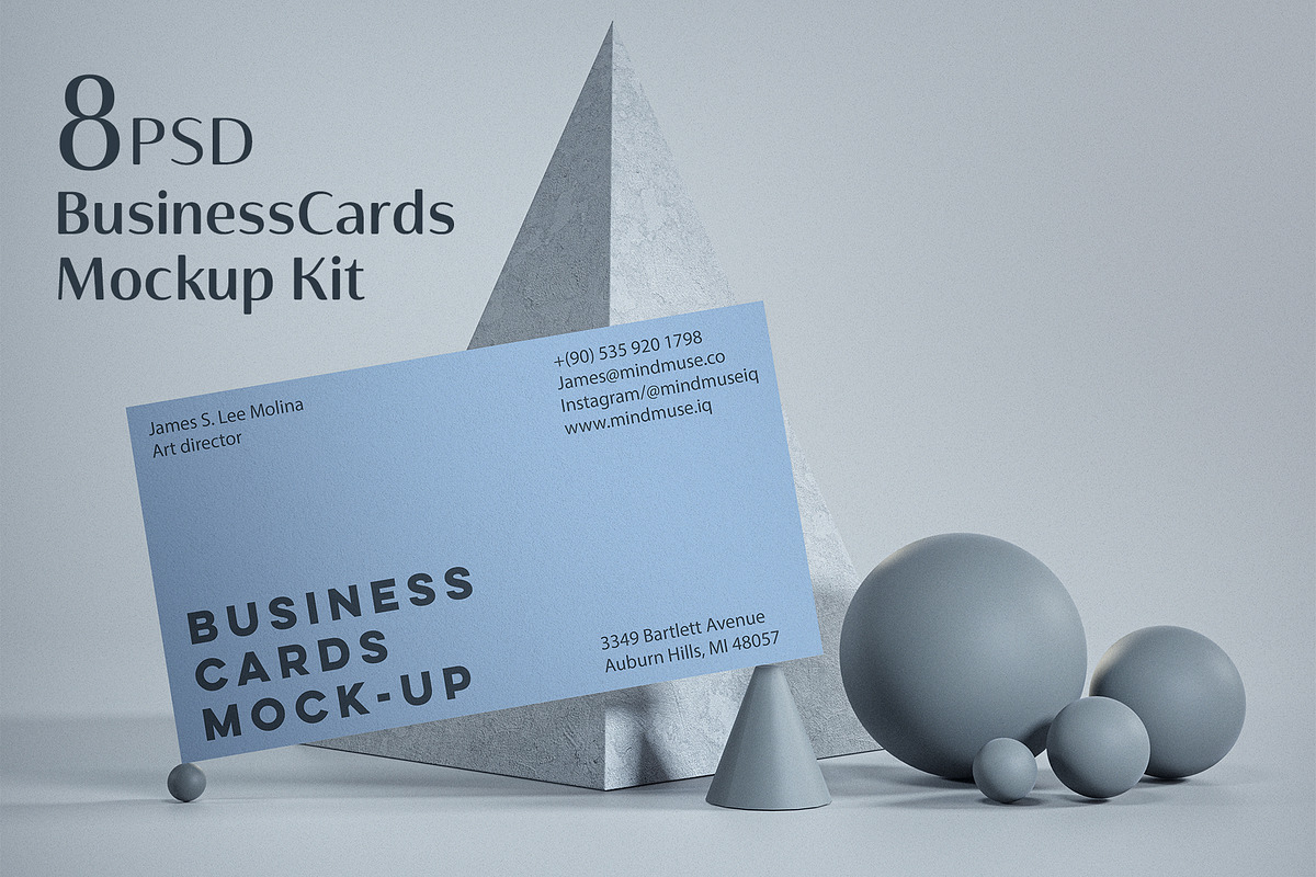 3D Geometric Business Card Mock-ups, a Business Card Template by MindMuse (Photo 1 of 11)