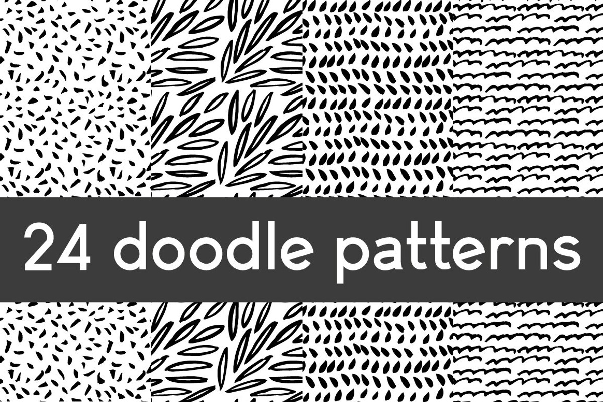24 doodle ink seamless patterns, a Pattern Graphic by pixelwerk (Photo 1 of 3)