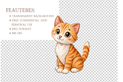 Cute Cats Clipart Watercolor PNG, an Object Illustration by MockupWizard (Thumbnail 4 of 5)