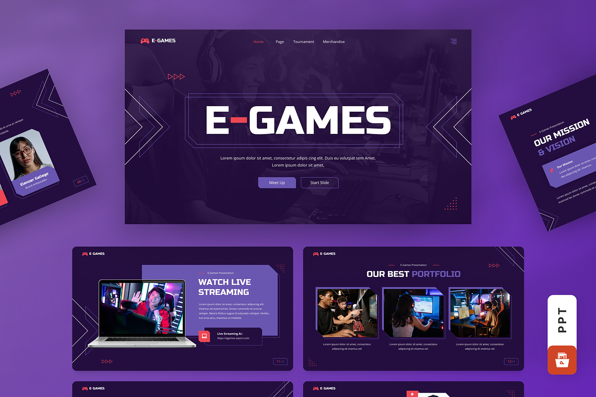 E-Games - Esports Gaming Powerpoint, a Presentation Template by SquidPixey (Photo 1 of 7)