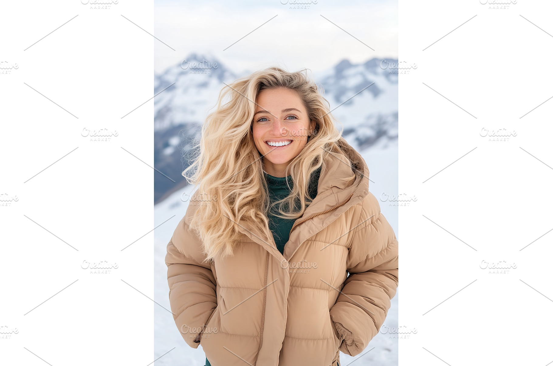 Smiling blonde woman in winter coat, a Person Photo by Lermont51