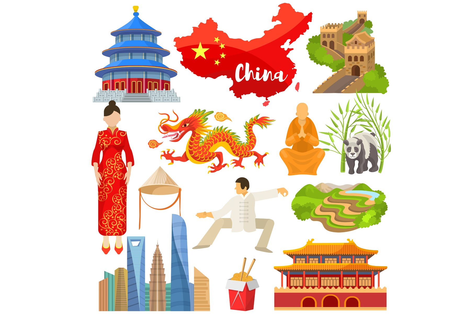 China vector chinese culture in Asia and Great Wall of China ...