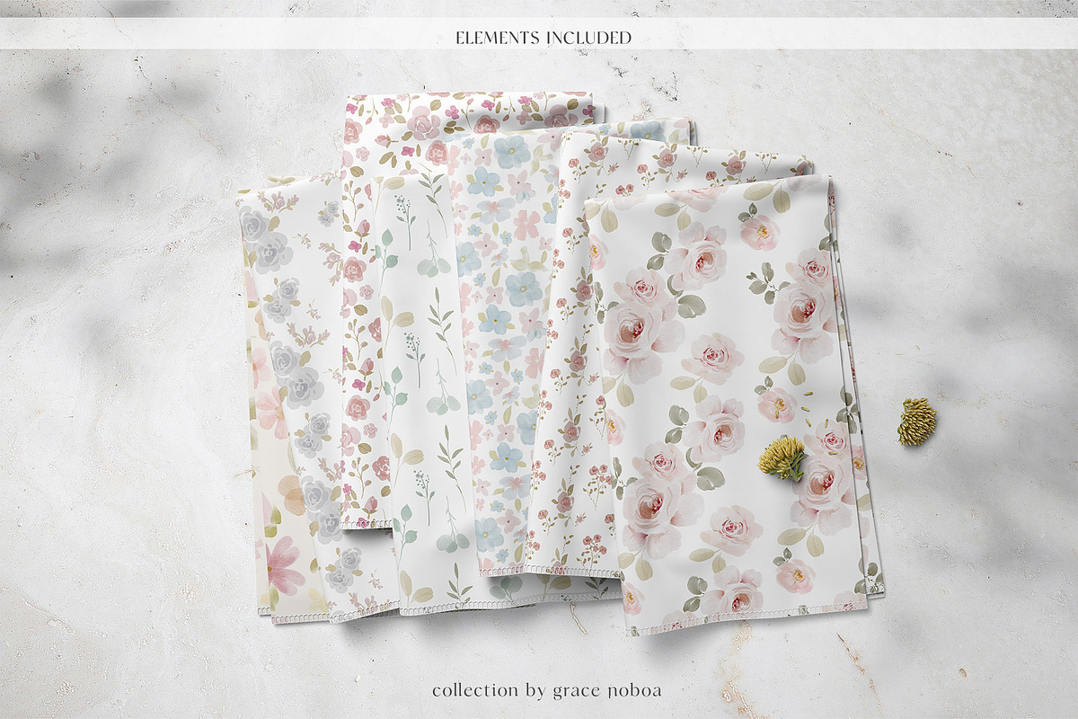 Floral Seamless Patterns & Cliparts, a Pattern Graphic by Grace Noboa Illustrations (Photo 8 of 17)