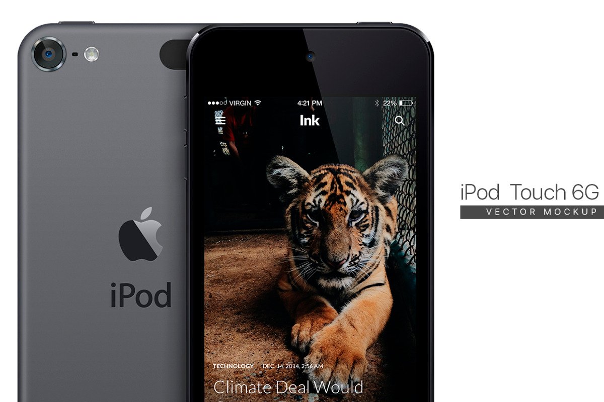 iPod Touch 6G (2015) vector MockUp, a Product Mockup by Alex_Yanko (Photo 1 of 5)