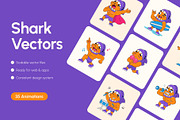 35 Animated Shark Vector Icons, an Emoji Icon by Creative Stall (Thumbnail 1 of 4)