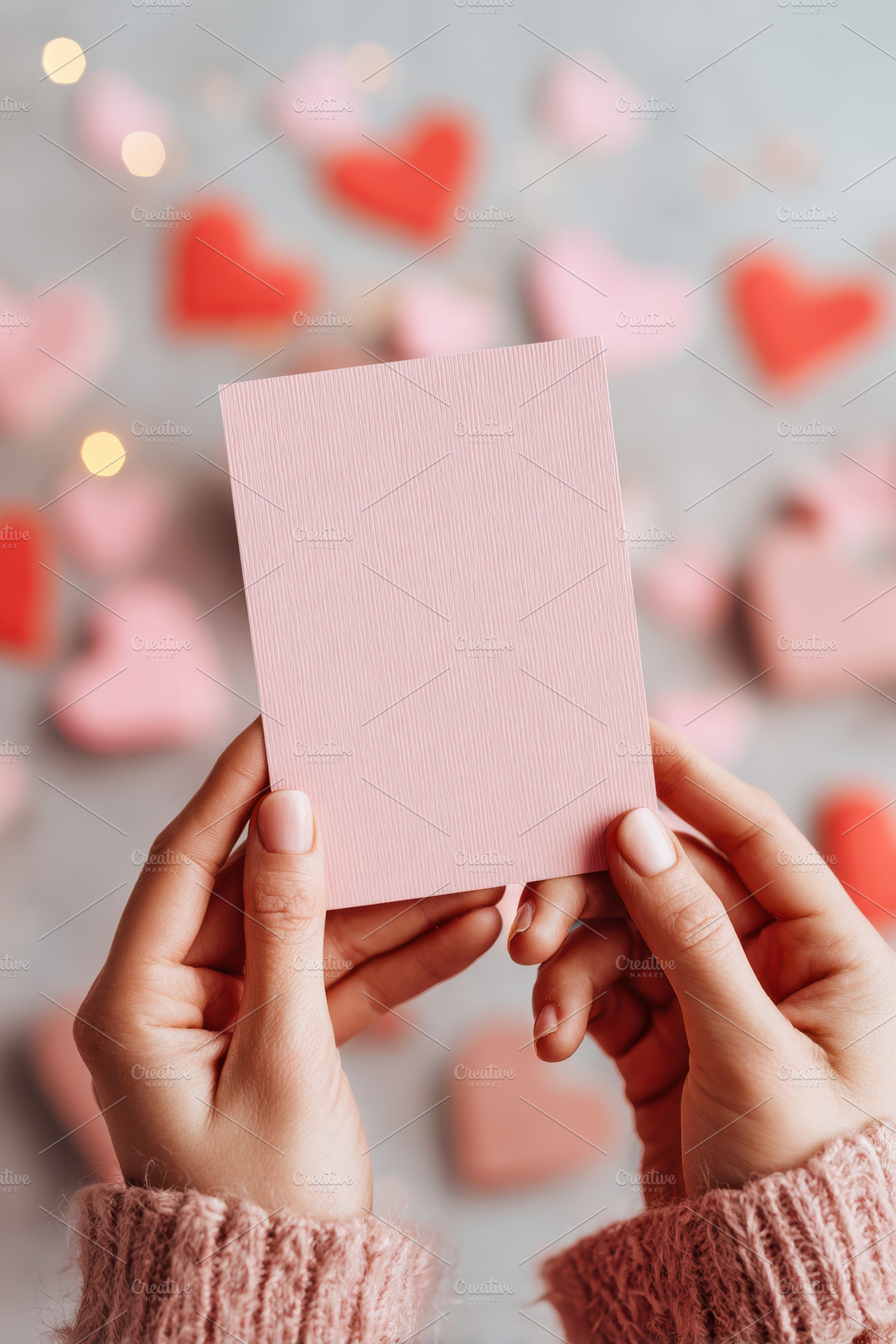 Blank pink card with heart background, a Background Photo by AlyaAnd