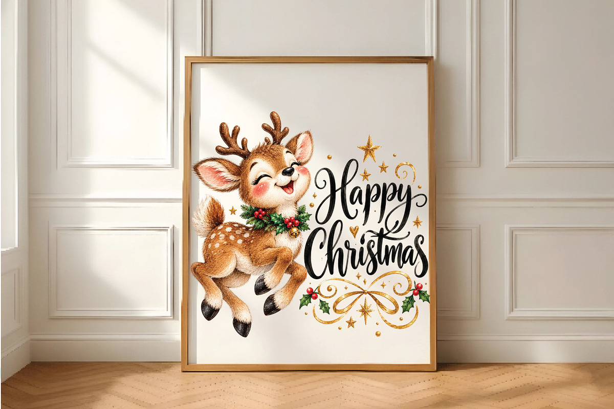 Happy Christmas Reindeer PNG, a Seasonal Illustration by Daily.Designs (Photo 5 of 5)