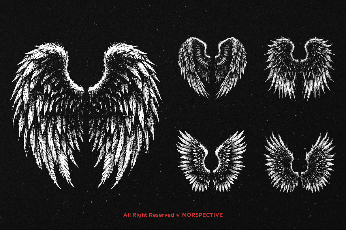 10 Bundle Dark Art Angel Wings, an Illustration by Morspective (Photo 3 of 7)