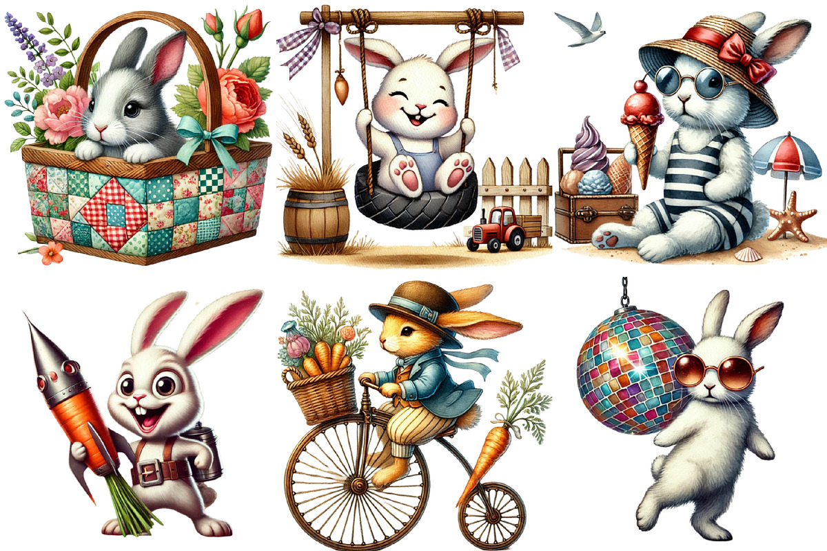 Cute Bunny Clipart Bunny Png Rabbit, an Illustration by Sublimation Artist (Photo 2 of 6)