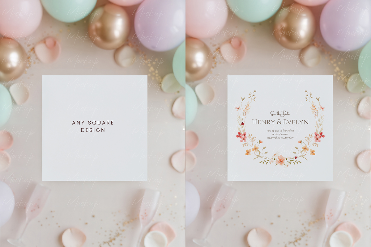 Square Card Mockup Champagne, a Product Mockup by TatiMockup (Photo 2 of 3)