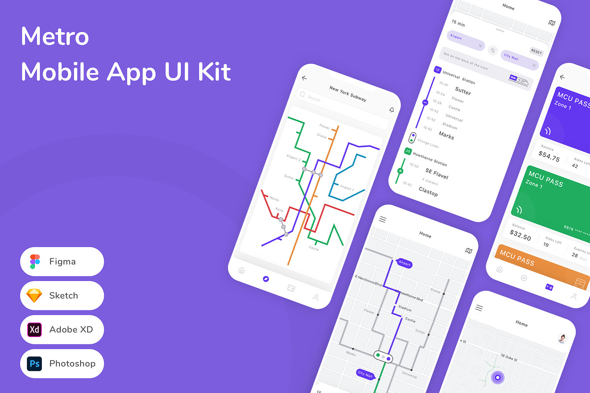 Metro Mobile App UI Kit, an UI Kit Template by Betush