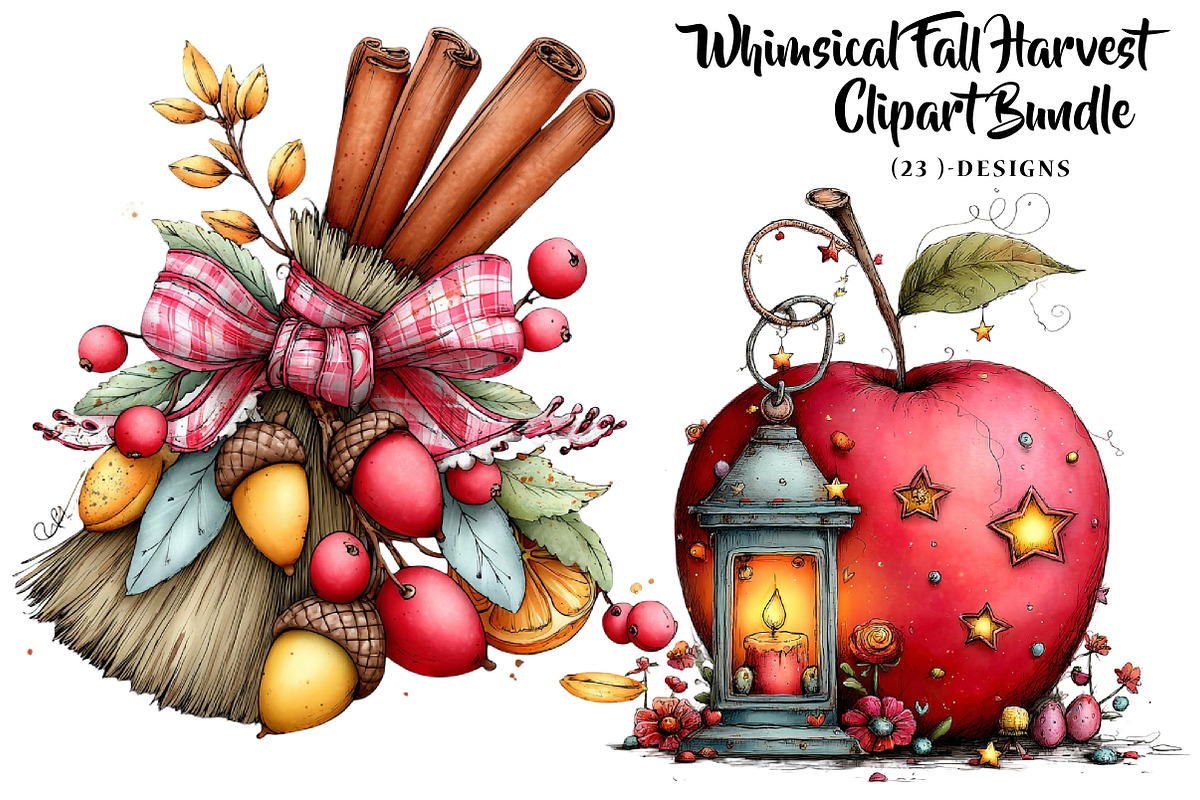 Whimsical Fall Harvest Clipart, a Seasonal Illustration by CreationArt (Photo 1 of 5)