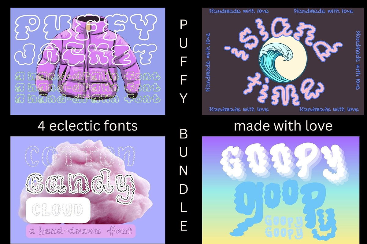 Four Font Puffy Artistic Bundle, a Handwritten Font by Eryn Rose Design (Photo 1 of 3)