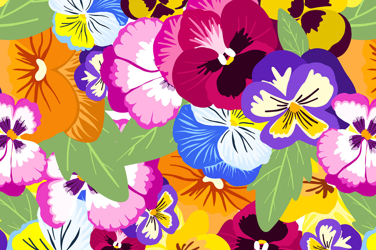 Pansies Seamless Pattern, a Pattern Graphic by Painted Puffin Creative (Photo 3 of 3)