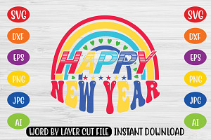 Happy New Year Retro SVG Design