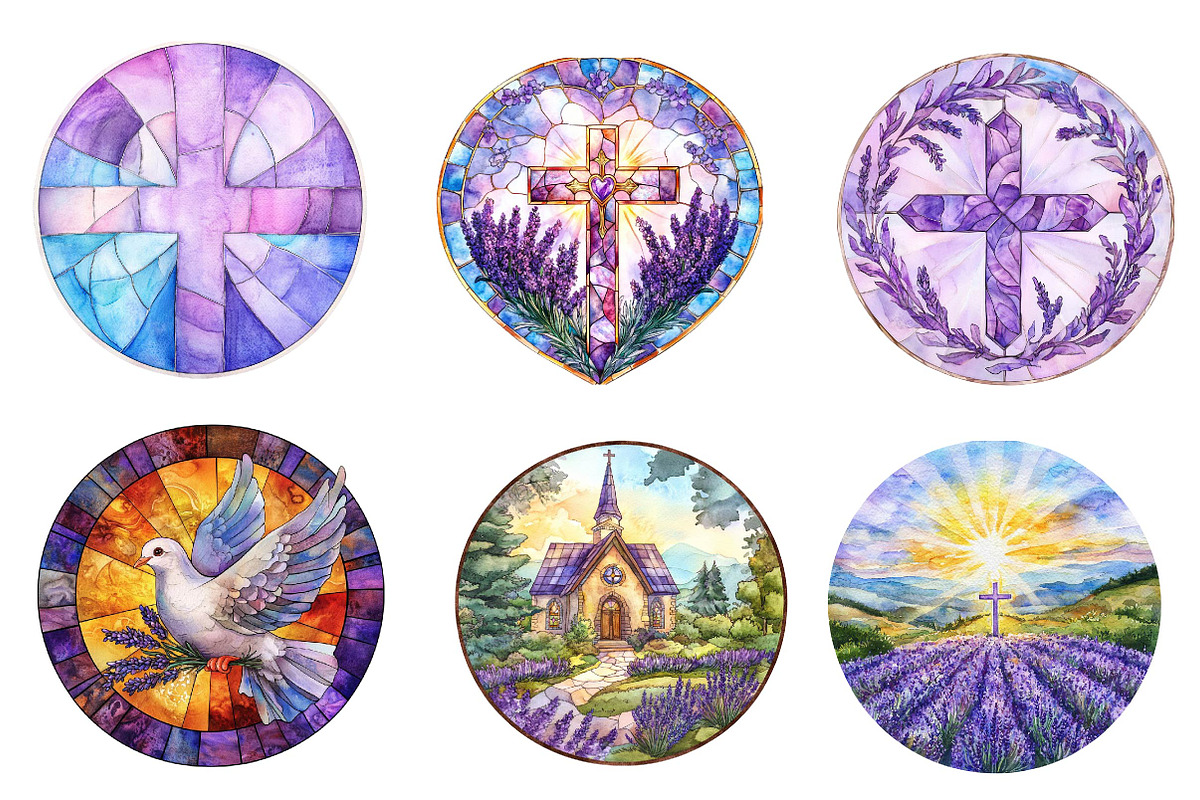 Round Lavender Blessing & Cross, an Illustration by CreationArt (Photo 4 of 5)