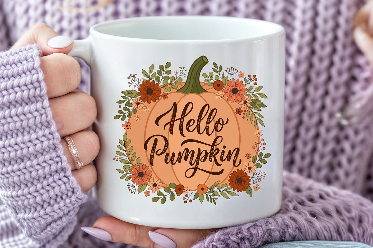 Hello Pumpkin PNG, Fall Sublimation, a Seasonal Illustration by Rose Art (Photo 4 of 4)