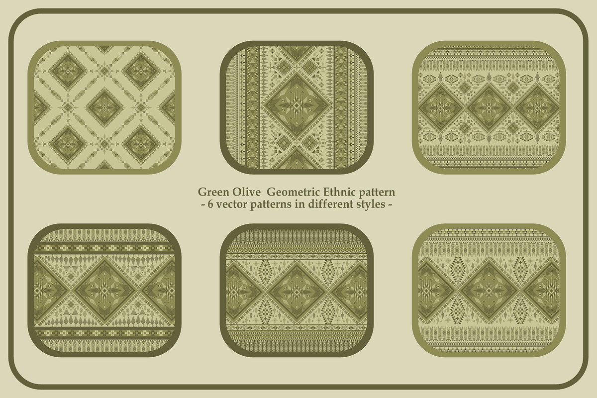 Green Olive Geometric Ethnic pattern, a Pattern Graphic by ThaiByGaew (Photo 2 of 5)